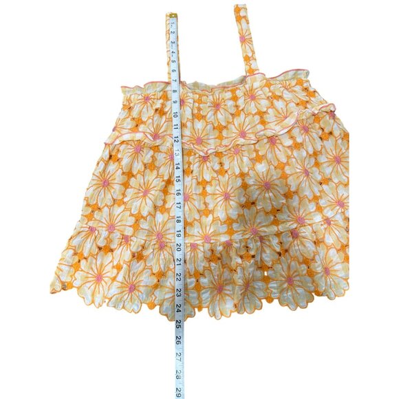 Anthropologie Embroidered Sleeveless Top Cutout Tank Yellow Orange Floral  XS - Picture 6 of 7